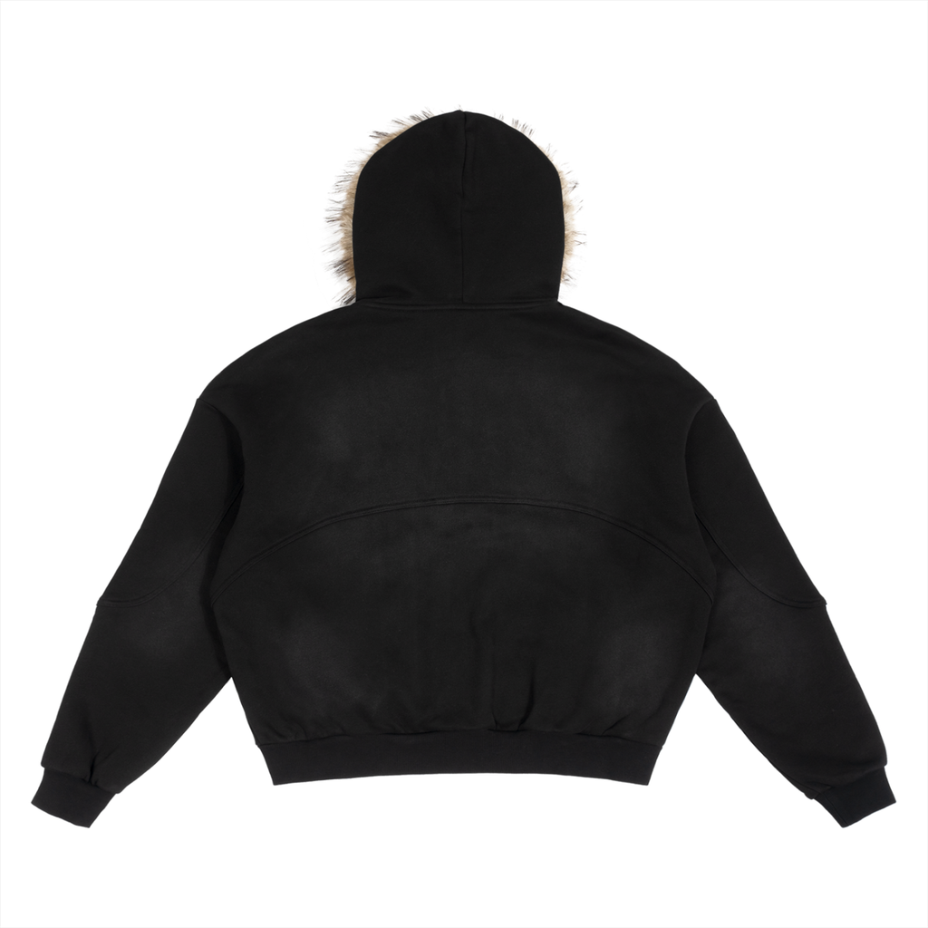 Farm Tough Sun Fade Boxy Detachable Fur Hoodie