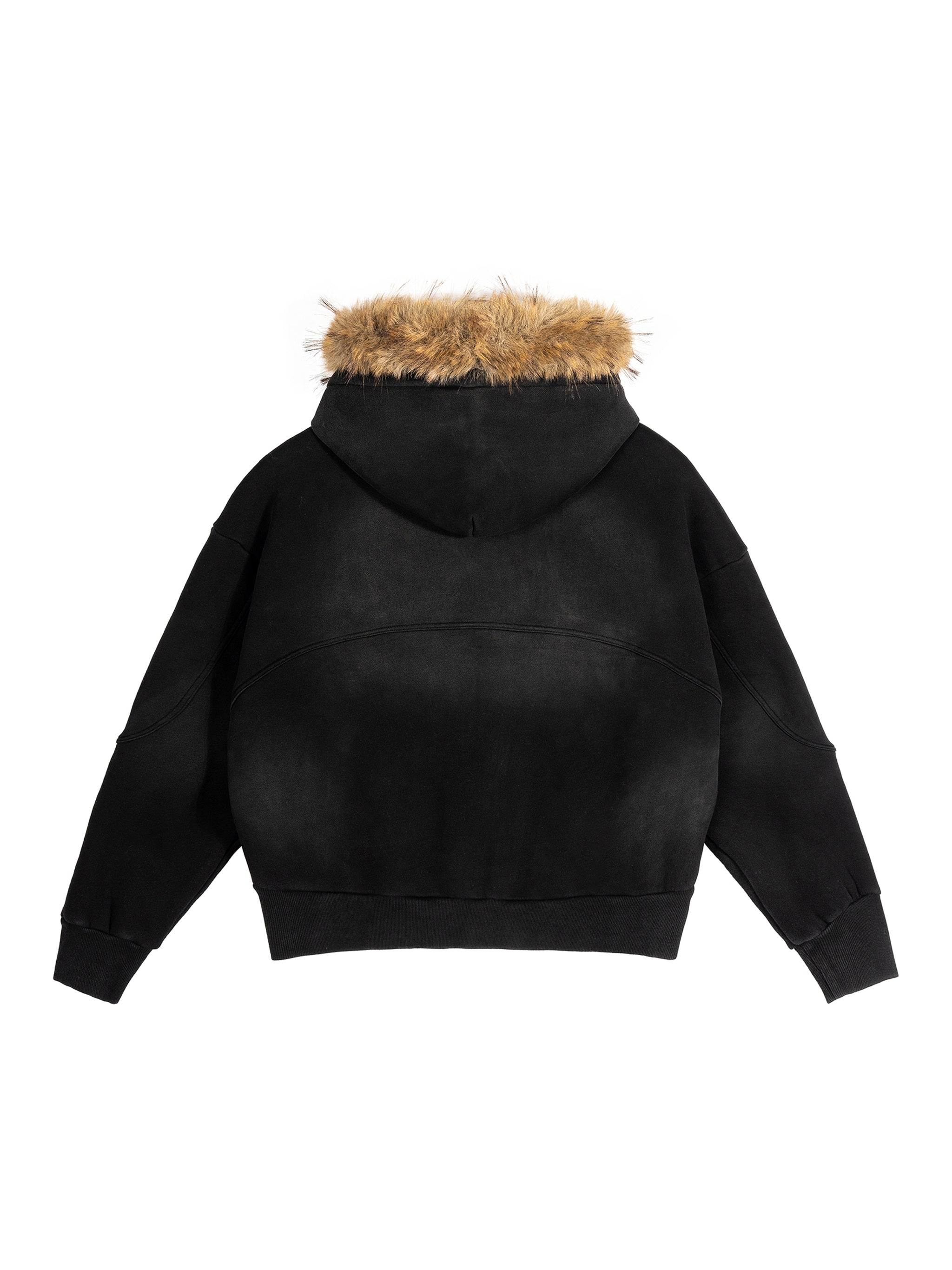 Farm Tough Sun Fade Boxy Detachable Fur Hoodie